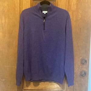 Kinross 1/4 zip pullover sweater 100% cashmere purple brown
